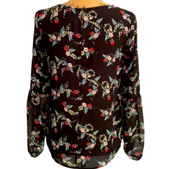 DISNEY' Snow White Collection by LC Lauren Conrad Top Peasant Floral Black XS M - Picture 8 of 10